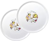 Topkapi Serie Pizza Gusto 351.001 Pizzateller-Set Pizza Napoli – 2 Stück große Pizzateller Ø ~31,5 cm mit Pizzabäcker Dekor, Keramik