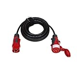 CEE-Verl. H07RN-F 5G2,5, 10m 16A, 400V, 5-polig, 6h,schwarz PCE-Grip, Phasenw