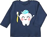 Event und Anlass Geschenke Baby - Zahnfee mit Zahnpasta - 3/6 Monate - Navy Blau - Baby zahnpasta - BZ11 - Baby T-Shirt Lang