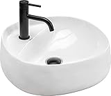 VBChome Waschbecken 46 x 46 x 12 klein Keramik Eckwaschbecken Waschtisch mit Loch Handwaschbecken AUFSATZWASCHBECKEN WASCHSCHALE GÄSTE WC