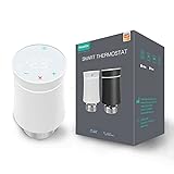 MoesGo Zigbee Smart Heizungsthermostat, Thermostat Kompatibel mit Smart Life Tuya APP Alexa Google, Batteriebetrieben Heizkörperthermostat Kühlerventilregler, Tuya ZigBee Hub Erforderlich, 2MQTT, Weiß