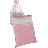 roba Kinder-Bettgarnitur 4-tlg, Babybett-Ausstattung 'Glücksengel rosa', Bettset 4-teilig: Bettwäsche 100x135 (Decke & Kissen), Nestchen, H