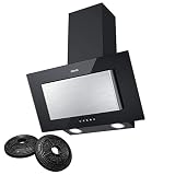 CIARRA Kopffreihaube 60cm Kopffreie Schräghaube 350m³/h mit CBCF002X2 Aktivkohlefilter Abluft Umluft 3 Leistungsstufen Dunstabzugshaube Schw