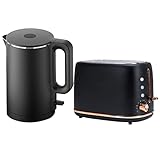 HIMU Schwarzer Wasserkocher Und Toaster-Sets, 1,8L Wasserkocher Und 2 Scheiben Automatischer Brotbacktoaster, Frühstücksmaschine Für Die Haushaltskü