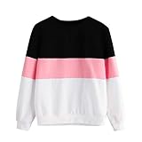 Styledress Sweatshirt Damen,Damen Langarmshirt Streifen Gedruckt Hoodie Sweatshirt Sweatjacke Langarm Pullover Hosenanzug T-Shirt Oberteil Kapuzenpullover Tops Blusen Herbst Winter (Rosa, XL)