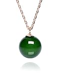 Dalwa Kette 14 Karat 585 Gold Vergoldete Halskette aus 925 Silber mit Naturstein Jade Perle-Anhänger Grüner Stein Schmuck verstellbar inkl. Geschenkverpackung