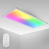 B.K.Licht LED Panel I Farbtemperatur stufenlos einstellbar I 595x295x42mm I 7 Farben RGB I Dimmbar I Ultra Flache LED-Deckenleuchte I Fernbedienung