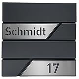 AlbersDesign - Personalisierter Design Briefkasten individuell mit Name / Anthrazit (RAL7016) - mit individuellen Edelstahl-S