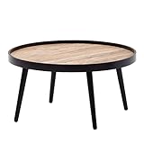 FineBuy Couchtisch Rund 76x76x40 cm Schwarz Braun Sofatisch Modern | Runder Wohnzimmertisch Salontisch | Tisch Wohnzimmer Groß | Kaffeetisch Loung