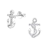 Laimons Damen-Ohrstecker Ohrringe Maritim Damenschmuck Anker 11 mm glanz matt Sterling Silber 925