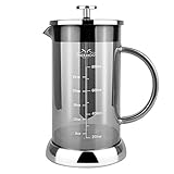 MERMOO YILAN French Press Kaffeebereiter 34oz Espresso Teemaschine mit drei Filtern hitzebeständiges Glas Kaffeemaschine Espressomaschine (grau)