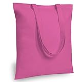 TOPDesign 5 | 12 | 24 Pack Economical 16'x15 Pink Cotton Tote Bag, Lightweight Medium Reusable Grocery Shopping Cloth Bags, Suitable for DIY, Advertising, Promotion, Gift, Giveaway, Activity (12