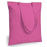 TOPDesign 5 | 12 | 24 Pack Economical 16'x15 Pink Cotton Tote Bag, Lightweight Medium Reusable Grocery Shopping Cloth Bags, Suitable for DIY, Advertising, Promotion, Gift, Giveaway, Activity (12