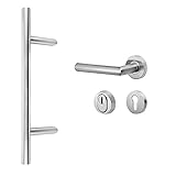 Stoßgriff 45° m. ES1 zert. Schutzrosette ZA Edelstahl matt/Griff New Orleans (350/210 mm DIN-Links)