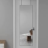 Koonmi Türspiegelmit Aluminiumrahmen 35×122cm Hängespiegel mit Haken für Flur, Garderoben und Schlafzimmer Wandspiegel, Schw