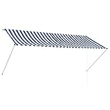Hibcotuo Einziehbare Markise 300×150 cm Blau und Weiß
