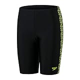 Speedo Jungen Boomstar Splice Schwimmhose, Schwarz/Gelb, 140 cm (9-10 Jahre)