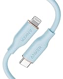 Anker Powerline III Flow, USB-C auf Lightning Ladekabel PD, kompatibel mit iPhone 13/13 Pro Max/12/11 Pro/X/XS/XR/8 Plus, AirPods Pro, 180cm, MFi-Zertifiziert, Silikagel (in Babyblau)
