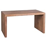 FineBuy Schreibtisch Massiv-Holz Akazie Computertisch 140 cm breit Echtholz Design Ablage Büro-Tisch Landhaus-Stil Natur-Produkt Büro-Möbel dunkel-braun Modern Büroeinrichtung rechteckig 76