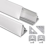 LED Aluminium Eckprofil 1 Meter I LED Alu Profile 45 Grad I Aluminiumprofil für LED Stripes I Lichtleiste I 1x 1m Komp