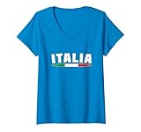 Damen Italia 2021 Trikot italienische Flagge Italien T-Shirt mit V