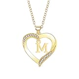 ROUNYY Halskette für Frau Mädchen 925 Sterling Diamant 26 Buchstaben Herz Muster Gold Verlobungsgeschenk Hochzeit Geburtstag | Frauen Schmuck | Geschenke für Frauen (M)