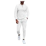 IQYU Freizeitanzug Herren Einfachheit Einfarbig Stehkragen Zip Off Slim Fit Pullover Stretch Straight Freizeithose Atmungsaktiv Jogginganzug Bequeme Trainingsanzug Urban Sportanzug