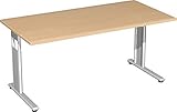 Gera Möbel S-617103-BU/SI Schreibtisch Lissabon, 160 x 80 x 68-82 cm, buche/Silb