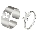 Herbests 1 Paar Hohl Schmetterling Liebhaber Paar Ringe Verstellbar Ringe Set Mode Ring Ring Armband Verlobungsring Paar Für Männer Frauen Hochzeitsring Jahrestag Geschenk