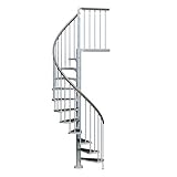 Spindeltreppe verzinkt | Außenspindeltreppe | Wendeltreppe | Geschosshöhe: 246-282 cm| 11 Stufen | Durchmesser 125 cm | Stufen und Podest: Trimax® | Gartentreppe | Außentrepp