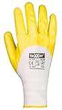 (12 Paar) teXXor Handschuhe Polyester-Strickhandschuhe NITRIL BESCHICHTET 12 x weiß/gelb 9