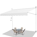 Jiubiaz Klemmmarkise Gelenkarmmarkise Ohne Bohren, Markise Sonnenschutz aus Polyester UV-Beständig und Höhenverstellbar, Balkonmarkise, Terrassenüberdachung (400 x 120 cm,Beige)