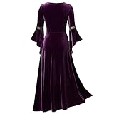 Damen Vintage Punk Party Knielang Kleid Gothic Medieval Rockabilly Swing Dress Cosplay Kostüm Robe mit Kapuze Elegante Große Größen Cocktailk