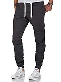 Amaci&Sons Herren Stretch Jogger Basic Chino Jeans Hose Cargo 7002 Anthrazit W34