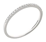 Ardeo Aurum Damenring aus 375 Gold Weißgold mit 0,10 ct Diamanten Brillant Memoire Vorsteckring schmal Stapelring Gr. 60
