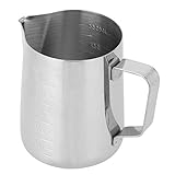 WJIN Aufschäumbecher, Edelstahl Schäumer Cappuccino Milchkanne Milchaufschäumkanne L