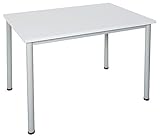 Dila GmbH Schreibtisch in verschiedenen Größen und Farben graues Metallgestell Konferenztisch Besprechungstisch Arbeitstisch Universaltisch Bürotisch Verkaufstisch (B: 180 cm x T: 80 cm, Weiß)