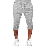 Yikesnt Herren Shorts Sommer Outdoor Workout Einfarbig Bequem Mit Taschen Und Kordelzug Jugend Jogginghose 3XL