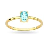 Damen Gold Verlobungsring mit Topas 0.50Ct | 14 Karat Gold (585) | Goldring mit Box | Goldring für Frauen (Topas, 48 (15.2))