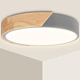 Ketom LED Deckenleuchte Rund 30cm, 24W Holz Deckenlampe LED Grau Lampe LED Deckenlampe, 2400LM Deckenleuchte LED Neutralweiß 4500K, Deckenleuchte, Flurlampe, Wohnzimmerlampe, Schlafzimmerlamp
