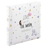 Hama Babyalbum 'To The Moon' (Baby-Fotoalbum mit 50 Seiten für Mädchen und Jungen, Kinder-Fotobuch für ca. 100 Fotos, Photoalbum zum Selbstgestalten und Einkleben mit Motiv, Album-Format 25x25cm) weiß