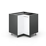 Vicco Eckunterschrank 87 cm Küchenschrank Hängeschrank Küchenzeile Fame-Line (Weiß Hochglanz)