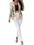 Tomwell Damen Business Blazer Hosenanzug Set Für Die Arbeit Langarm Blazer Und Hosen Set Anzug 2 Stück Anzüge Outfit Mehrfarbig01 L