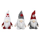Valentinstag Gnome Weihnachtsdekoration 3er Set Handgemachte Plüsch Schwedische Tomte Elf Weihnachtsbaum Hängende Ornamente Home Party D