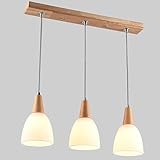 LED Holz Pendelleuchte Hängeleuchte, Kronleuchter Höhenverstellbar Esstisch Lampe E27, Hängelampe Esszimmerlampe Vintage Aufhängung lamp Industrial Küche Hängeleuchte Innen Deko Decke L