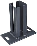 GAH-Alberts 685447 Pfostenträger für Eckpfosten für Doppelstabmatten | zum Aufschrauben | feuerverzinkt, anthrazit kunststoffbeschichtet RAL 7016 | Platte 150 x 80 mm | für Pfosten 60 x 40