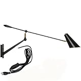 OOWOKS Retro industrielle Wandlampe Leselampe Mit Schalter Verstellbare Metall-Wandbeleuchtung ​mit langem Arm E27 Innen Wandleuchte Mit 1,6m für Kabel Schlafzimmer Wohnzimmer Arbeitszimmer,Schw