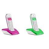 Motorola Startac S1201 DECT Schnurlostelefon (Freisprechen, ECO-Modus) pink & Motorola Startac S1201 DECT Schnurlostelefon (Freisprechen, ECO-Modus, Displaybleuchtung auf Gerätefarbe abgestimmt) grü