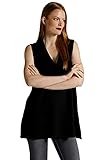 Ulla Popken Damen große Größen Übergrößen Plus Size Long-Pullunder, tiefer V-Ausschnitt, A-Linie, ärmellos schwarz 54+ 800681100-54+