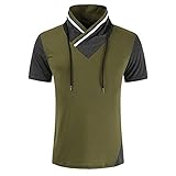 T-Shirt Herren Slim Fit High Neck/Rundhals Tops Herren Schick Persönlichkeit Entwurf Shirt Herren Sommer Mode Lässig Kurzarm Shirt Herren Komfortabel Atmungsaktiv T-Shirt H